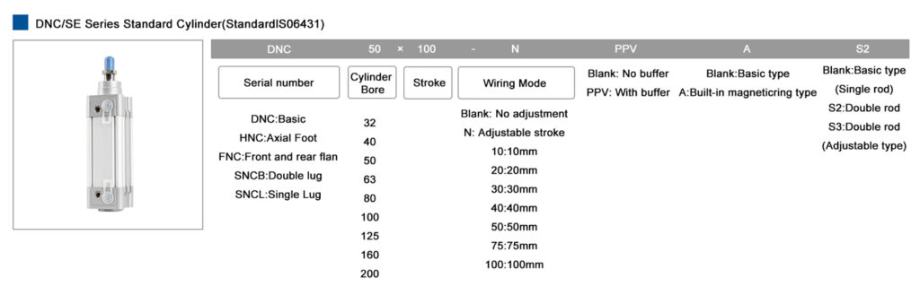 DNC/SE Series Standard Air Pneumatic Cylinder