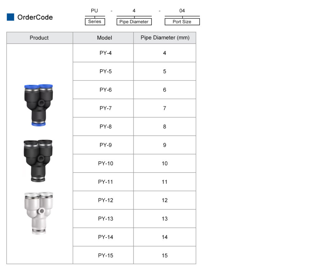 PY Union Y Pneumatic Fitting