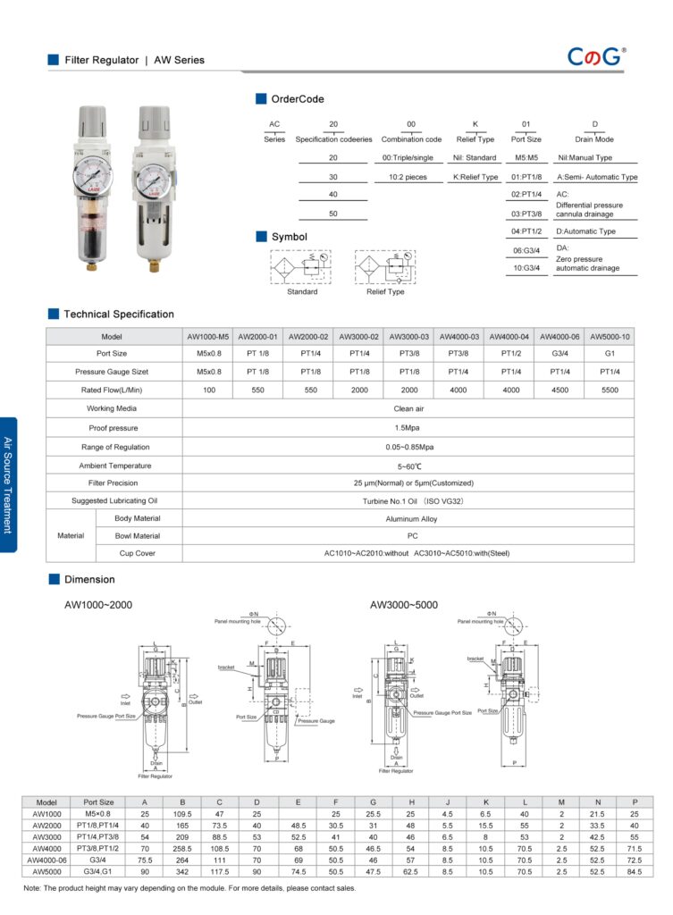 Air Filter Regulator AW Series