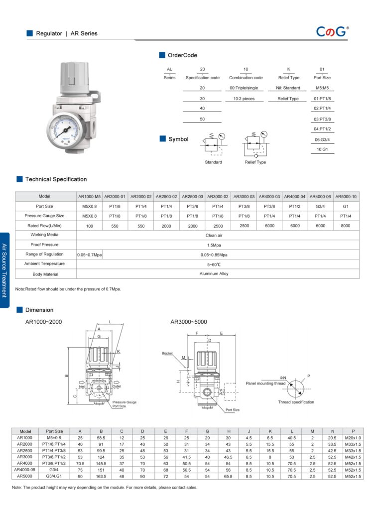 Pneumatic Parts Regulator AR Series
