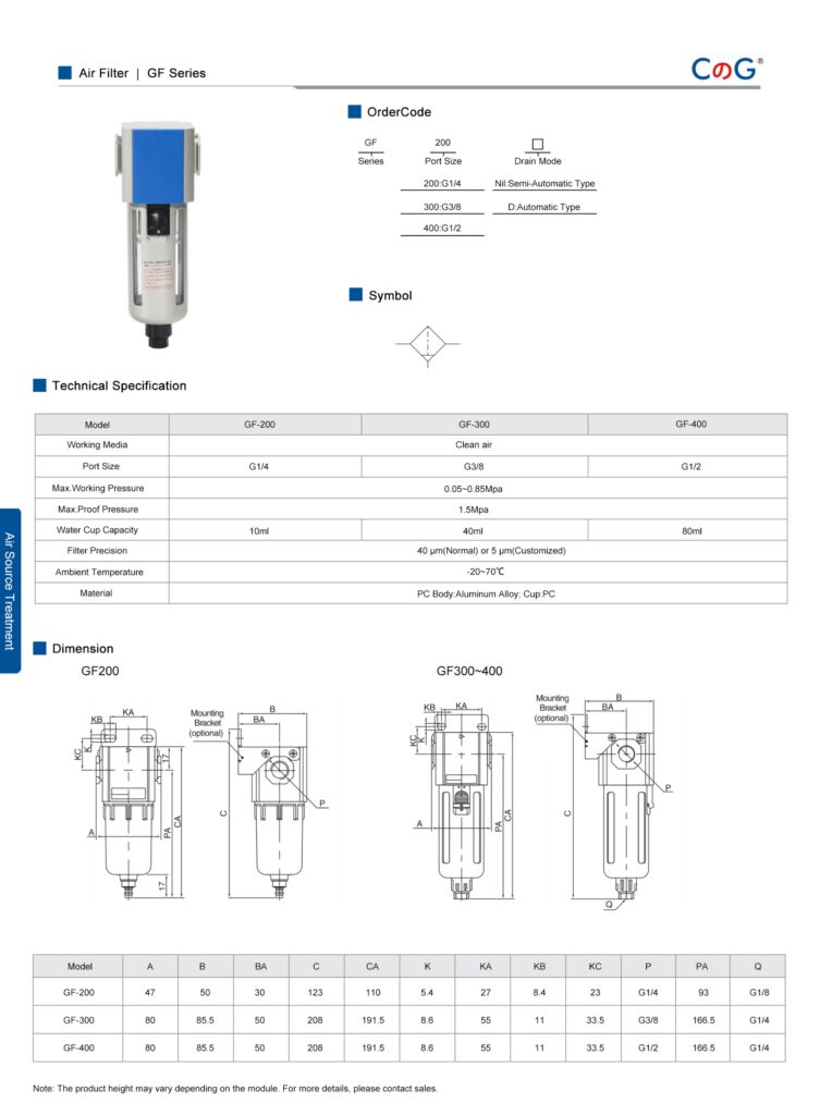 Air Filter GF Series