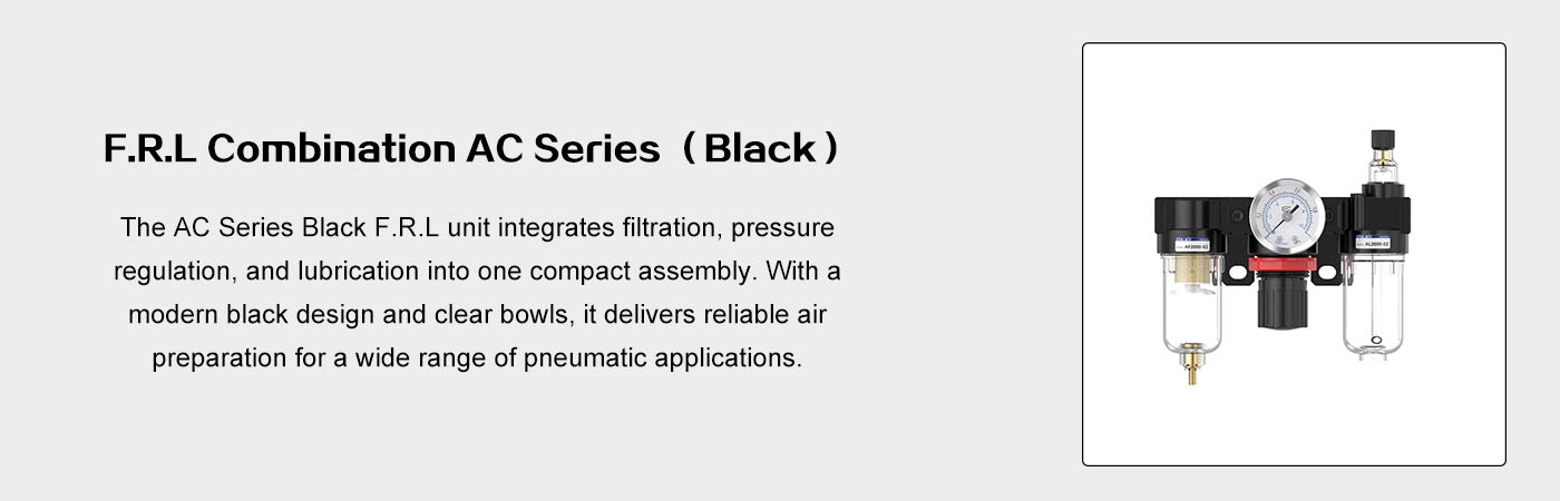Air Filter Regulator Lubricator F.R.L Combination AC Series Black