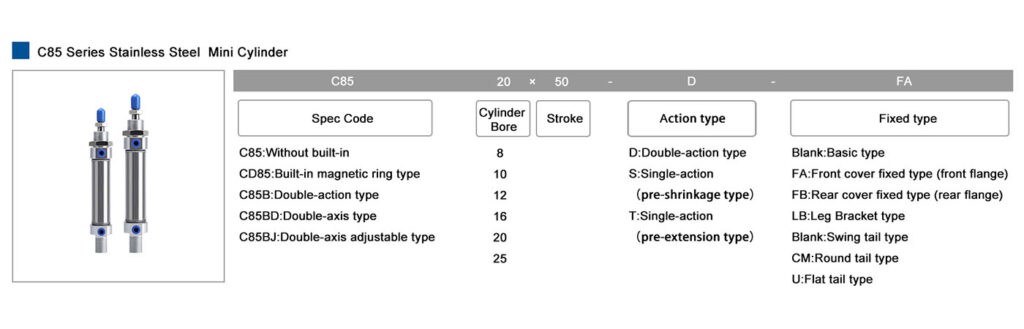 C85 Series Stainless Steel Mini Cylinder