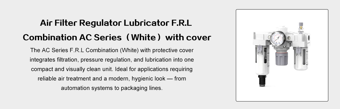 Air Filter Regulator Lubricator F.R.L Combination AC Series White with Cover