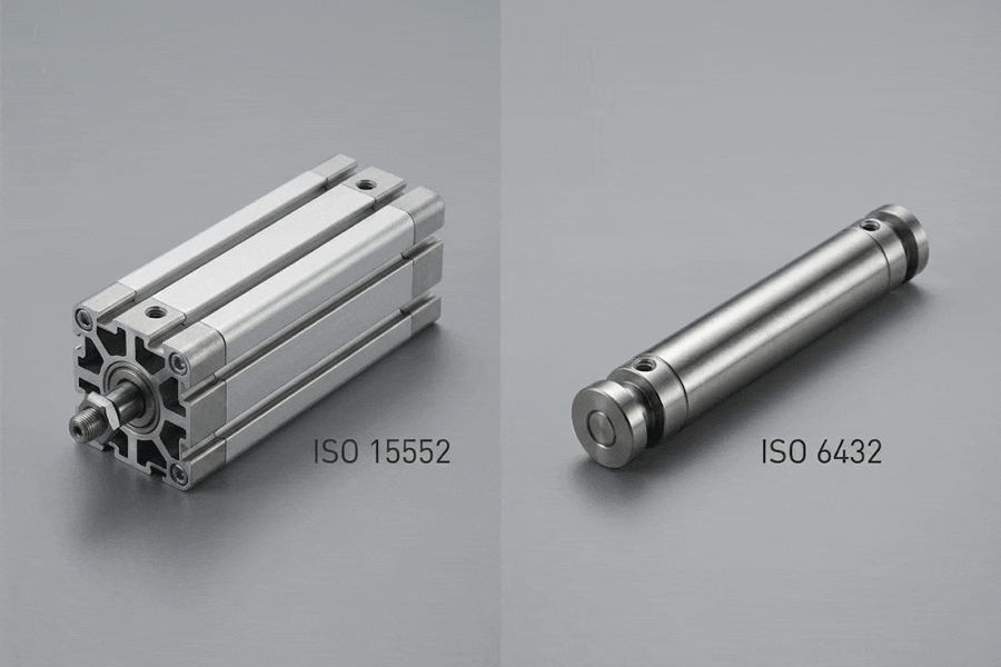 Comparison of ISO 15552 profile cylinder vs ISO 6432 mini cylinder for industrial automation