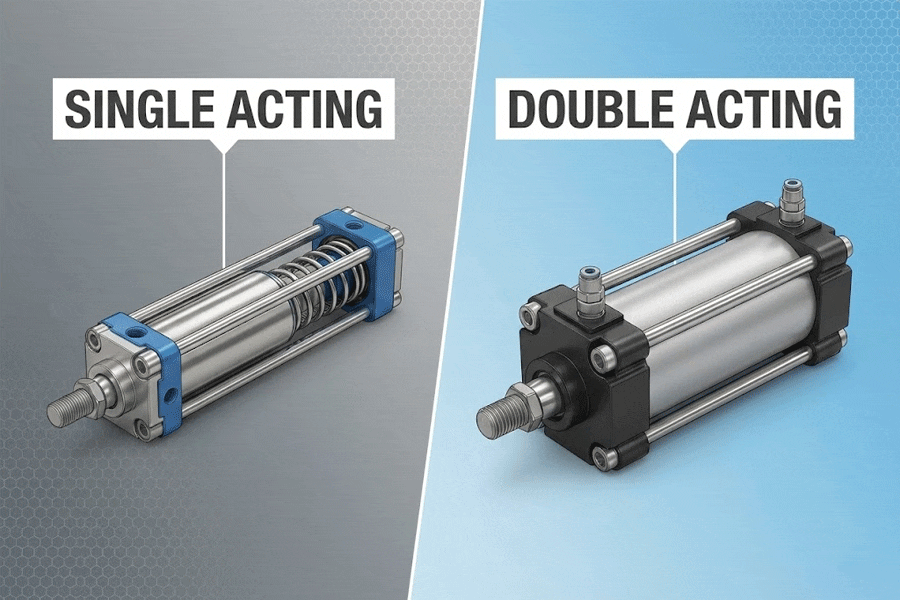 Single acting vs double acting pneumatic cylinder comparison