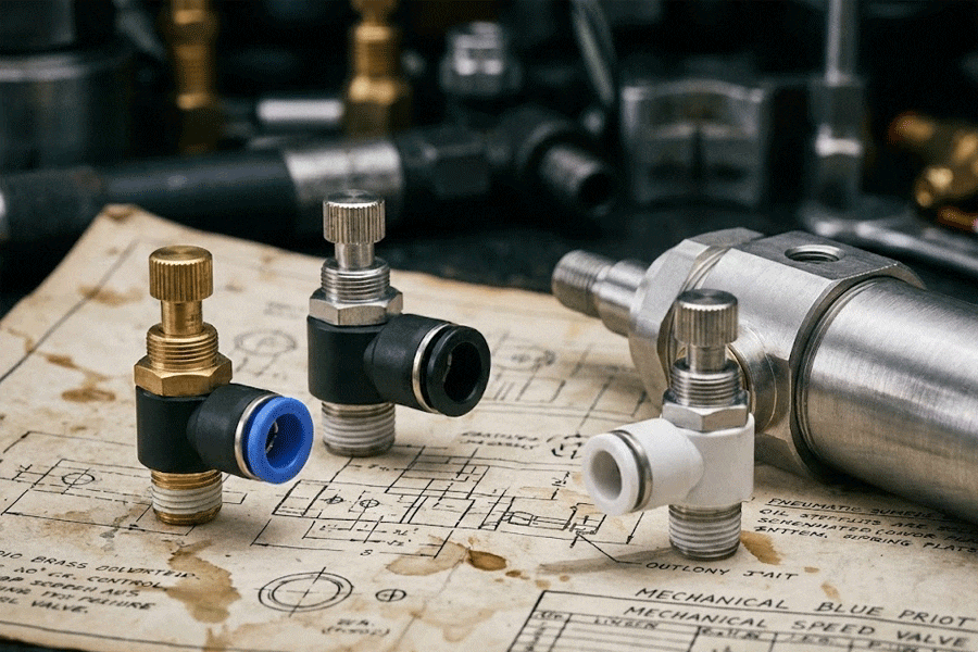 pneumatic-speed-controller-flow-control-valves-on-blueprint